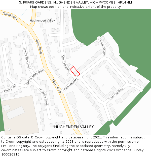 5, FRIARS GARDENS, HUGHENDEN VALLEY, HIGH WYCOMBE, HP14 4LT: Location map and indicative extent of plot
