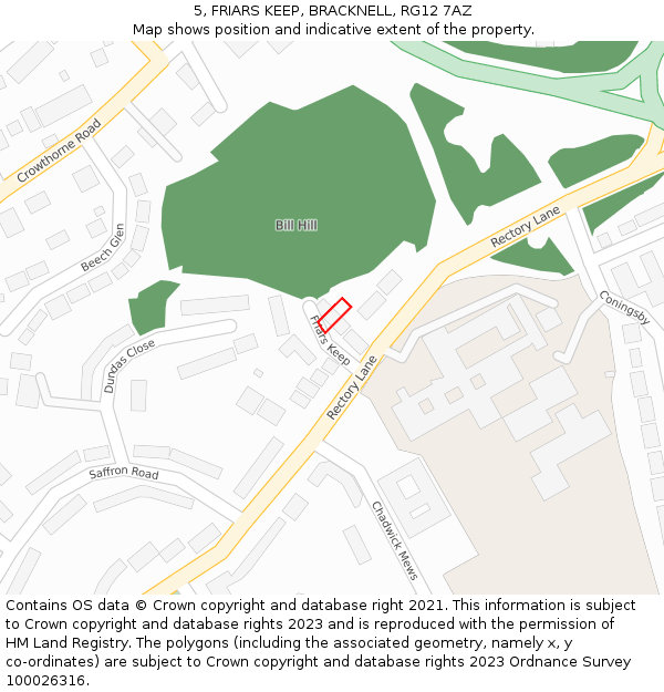 5, FRIARS KEEP, BRACKNELL, RG12 7AZ: Location map and indicative extent of plot