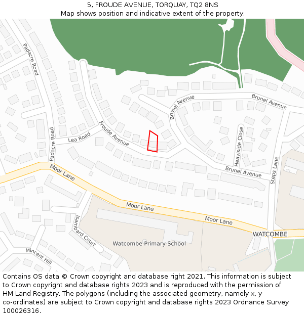 5, FROUDE AVENUE, TORQUAY, TQ2 8NS: Location map and indicative extent of plot