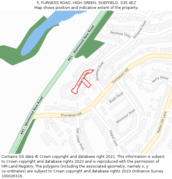 5, FURNESS ROAD, HIGH GREEN, SHEFFIELD, S35 4EZ: Location map and indicative extent of plot