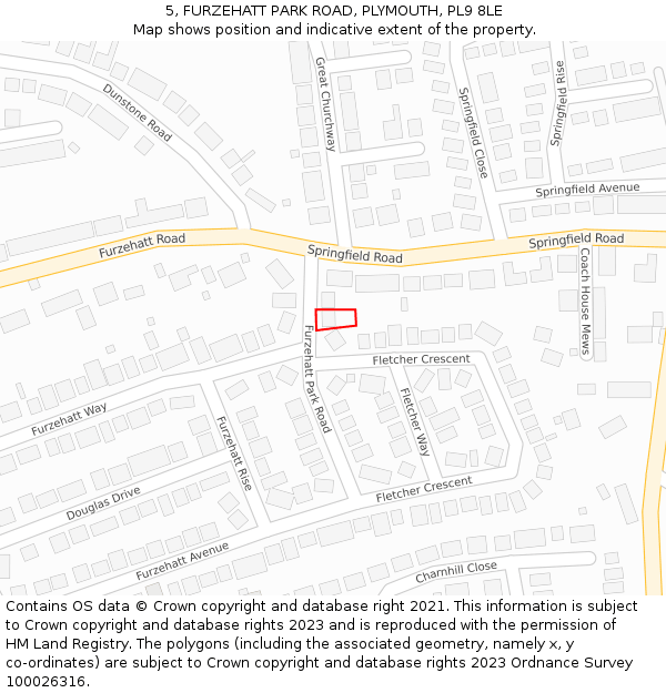 5, FURZEHATT PARK ROAD, PLYMOUTH, PL9 8LE: Location map and indicative extent of plot