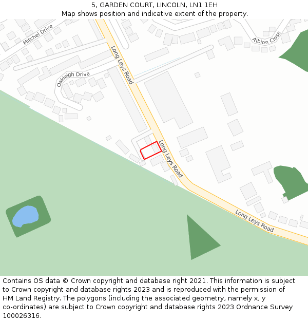5, GARDEN COURT, LINCOLN, LN1 1EH: Location map and indicative extent of plot