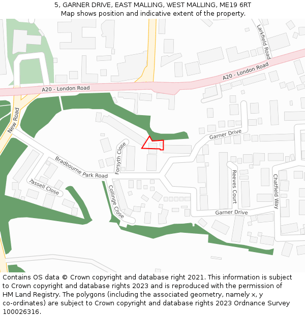 5, GARNER DRIVE, EAST MALLING, WEST MALLING, ME19 6RT: Location map and indicative extent of plot