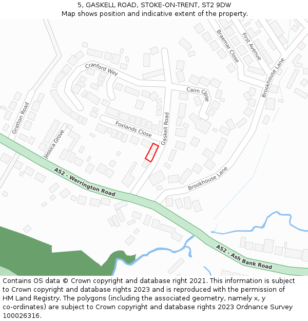 5, GASKELL ROAD, STOKE-ON-TRENT, ST2 9DW: Location map and indicative extent of plot