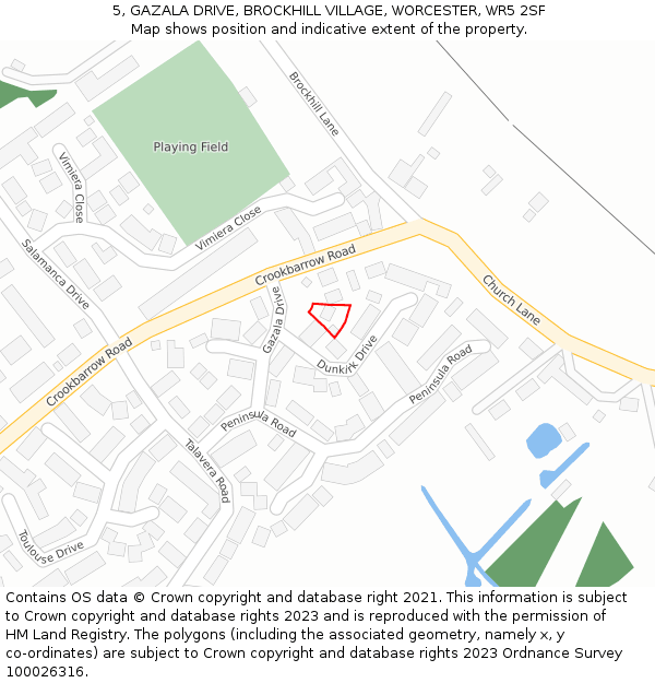 5, GAZALA DRIVE, BROCKHILL VILLAGE, WORCESTER, WR5 2SF: Location map and indicative extent of plot