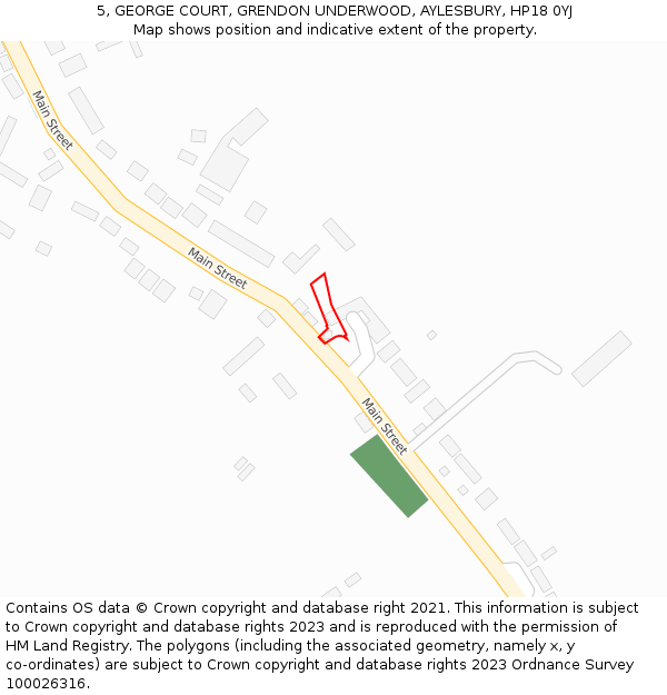 5, GEORGE COURT, GRENDON UNDERWOOD, AYLESBURY, HP18 0YJ: Location map and indicative extent of plot