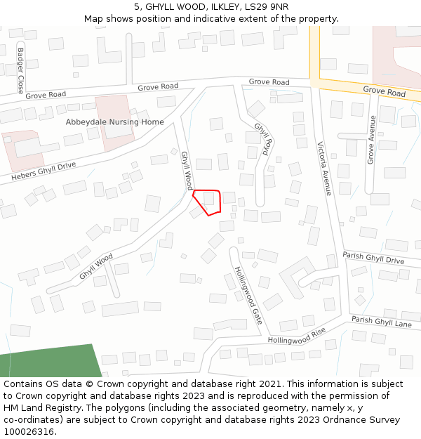 5, GHYLL WOOD, ILKLEY, LS29 9NR: Location map and indicative extent of plot