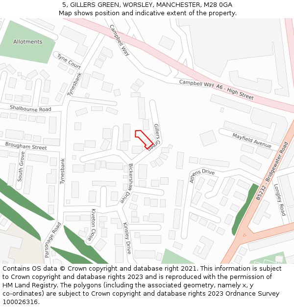 5, GILLERS GREEN, WORSLEY, MANCHESTER, M28 0GA: Location map and indicative extent of plot