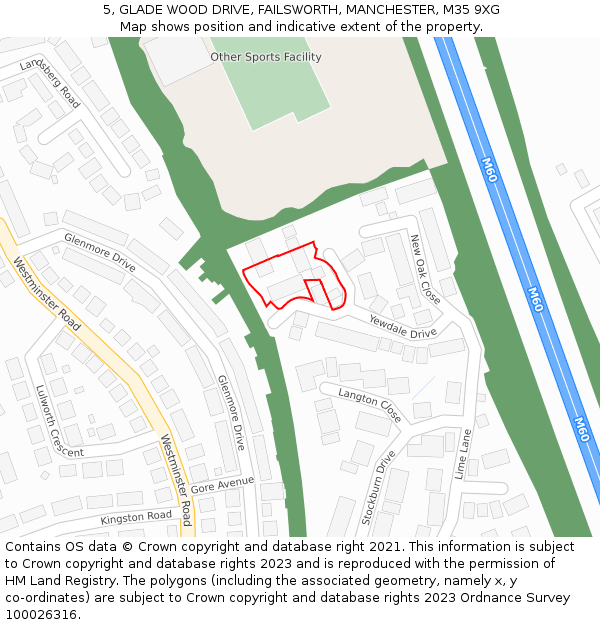 5, GLADE WOOD DRIVE, FAILSWORTH, MANCHESTER, M35 9XG: Location map and indicative extent of plot