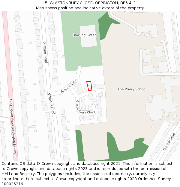 5, GLASTONBURY CLOSE, ORPINGTON, BR5 4LF: Location map and indicative extent of plot