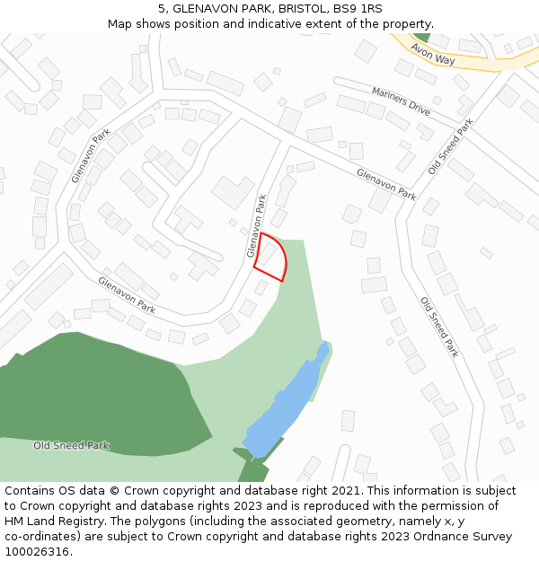5, GLENAVON PARK, BRISTOL, BS9 1RS: Location map and indicative extent of plot