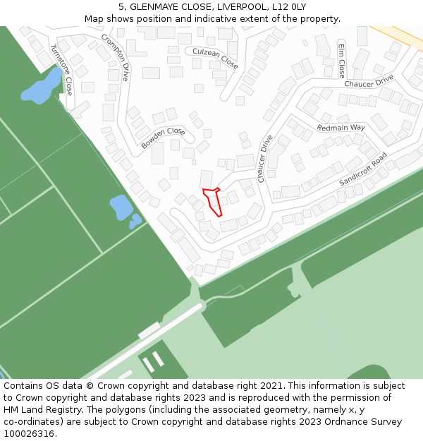 5, GLENMAYE CLOSE, LIVERPOOL, L12 0LY: Location map and indicative extent of plot