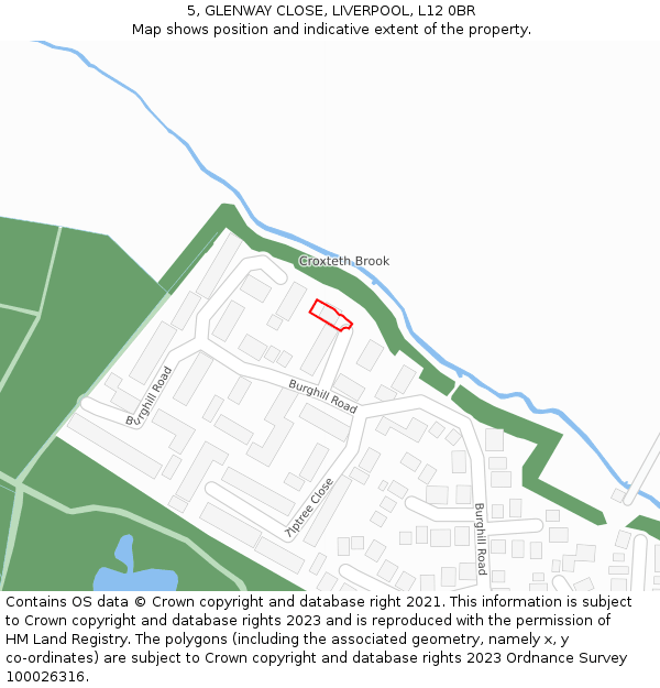 5, GLENWAY CLOSE, LIVERPOOL, L12 0BR: Location map and indicative extent of plot
