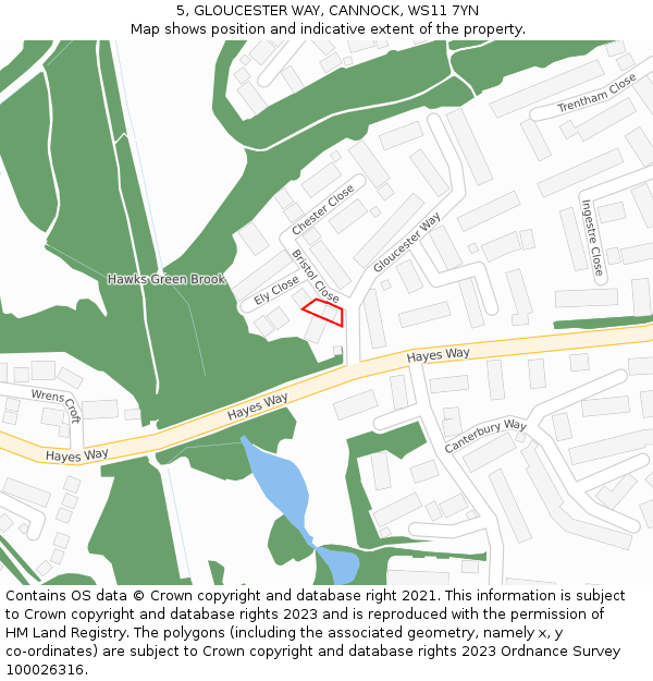 5, GLOUCESTER WAY, CANNOCK, WS11 7YN: Location map and indicative extent of plot