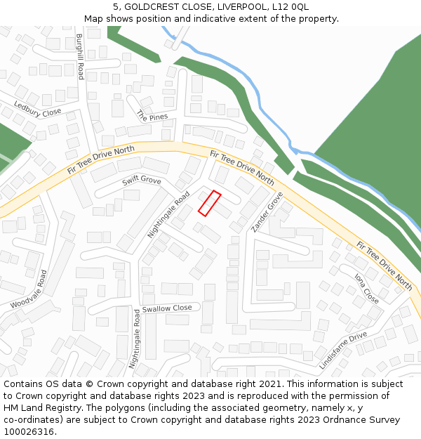 5, GOLDCREST CLOSE, LIVERPOOL, L12 0QL: Location map and indicative extent of plot