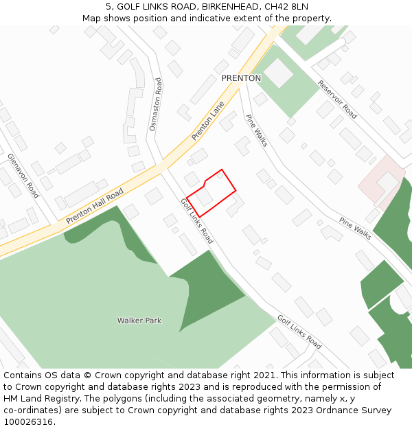 5, GOLF LINKS ROAD, BIRKENHEAD, CH42 8LN: Location map and indicative extent of plot
