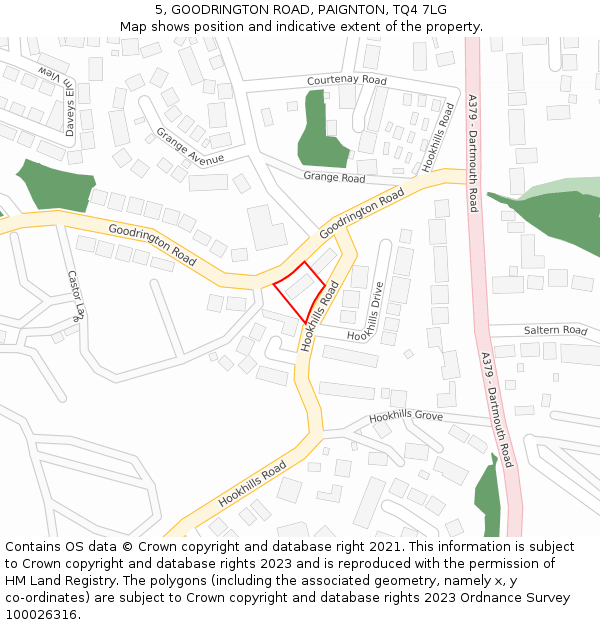 5, GOODRINGTON ROAD, PAIGNTON, TQ4 7LG: Location map and indicative extent of plot