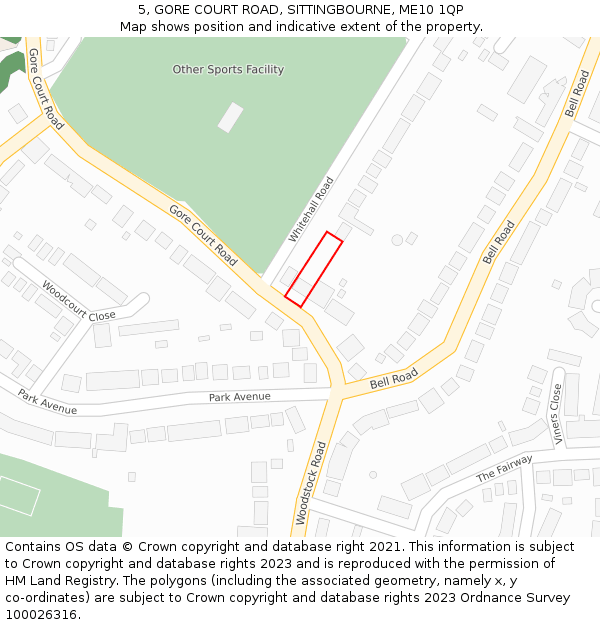 5, GORE COURT ROAD, SITTINGBOURNE, ME10 1QP: Location map and indicative extent of plot