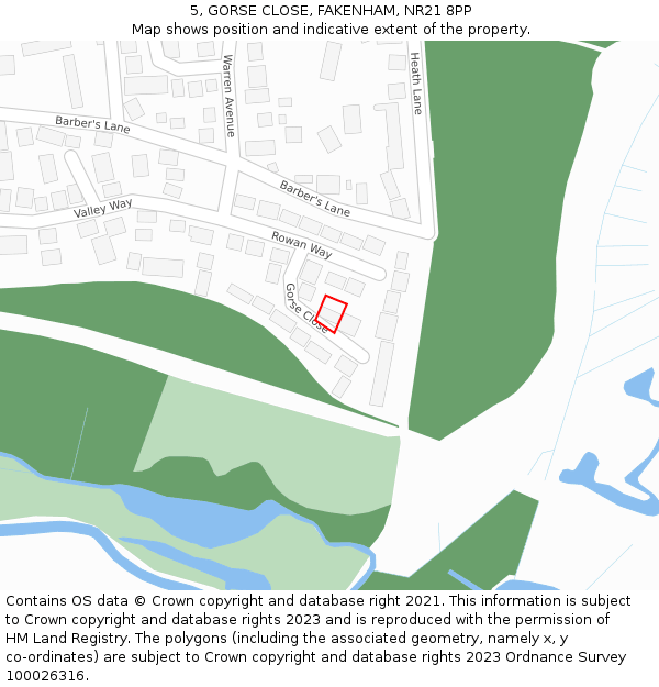 5, GORSE CLOSE, FAKENHAM, NR21 8PP: Location map and indicative extent of plot