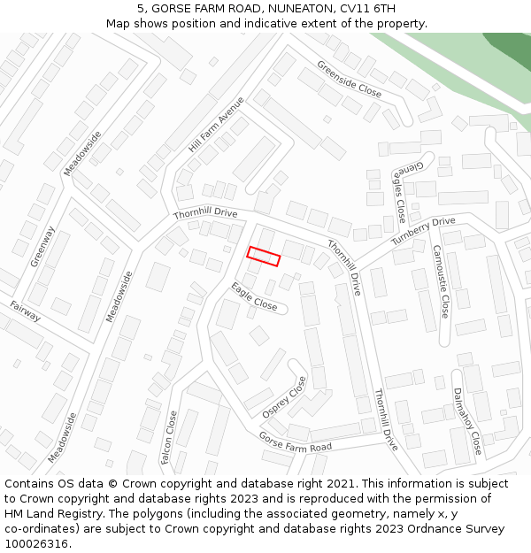 5, GORSE FARM ROAD, NUNEATON, CV11 6TH: Location map and indicative extent of plot