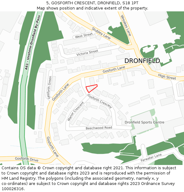 5, GOSFORTH CRESCENT, DRONFIELD, S18 1PT: Location map and indicative extent of plot