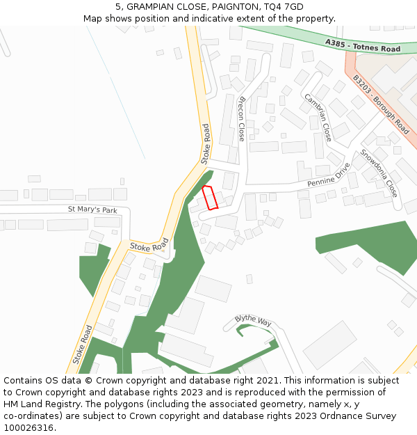 5, GRAMPIAN CLOSE, PAIGNTON, TQ4 7GD: Location map and indicative extent of plot
