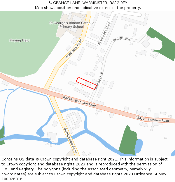 5, GRANGE LANE, WARMINSTER, BA12 9EY: Location map and indicative extent of plot