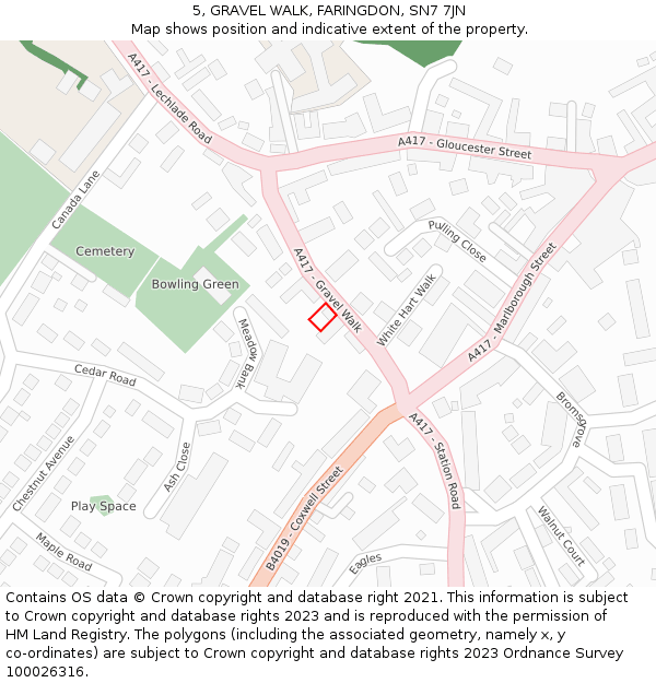 5, GRAVEL WALK, FARINGDON, SN7 7JN: Location map and indicative extent of plot