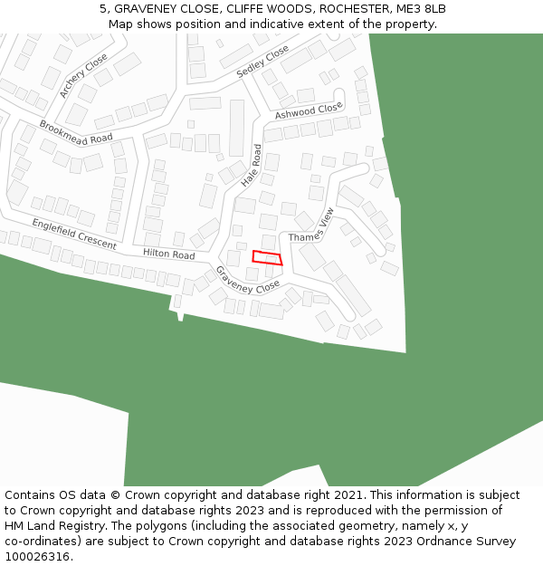 5, GRAVENEY CLOSE, CLIFFE WOODS, ROCHESTER, ME3 8LB: Location map and indicative extent of plot