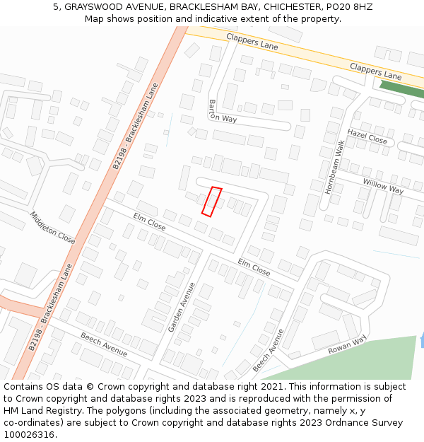 5, GRAYSWOOD AVENUE, BRACKLESHAM BAY, CHICHESTER, PO20 8HZ: Location map and indicative extent of plot