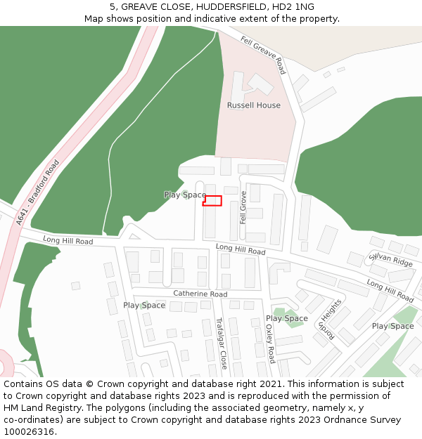 5, GREAVE CLOSE, HUDDERSFIELD, HD2 1NG: Location map and indicative extent of plot