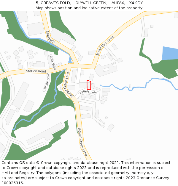 5, GREAVES FOLD, HOLYWELL GREEN, HALIFAX, HX4 9DY: Location map and indicative extent of plot