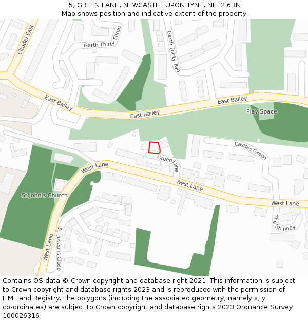 5, GREEN LANE, NEWCASTLE UPON TYNE, NE12 6BN: Location map and indicative extent of plot