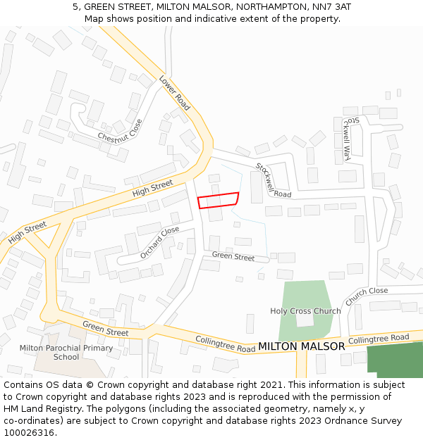 5, GREEN STREET, MILTON MALSOR, NORTHAMPTON, NN7 3AT: Location map and indicative extent of plot