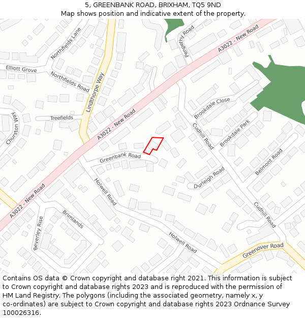 5, GREENBANK ROAD, BRIXHAM, TQ5 9ND: Location map and indicative extent of plot