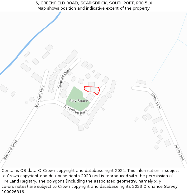 5, GREENFIELD ROAD, SCARISBRICK, SOUTHPORT, PR8 5LX: Location map and indicative extent of plot