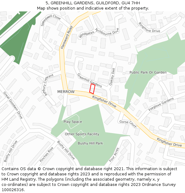 5, GREENHILL GARDENS, GUILDFORD, GU4 7HH: Location map and indicative extent of plot