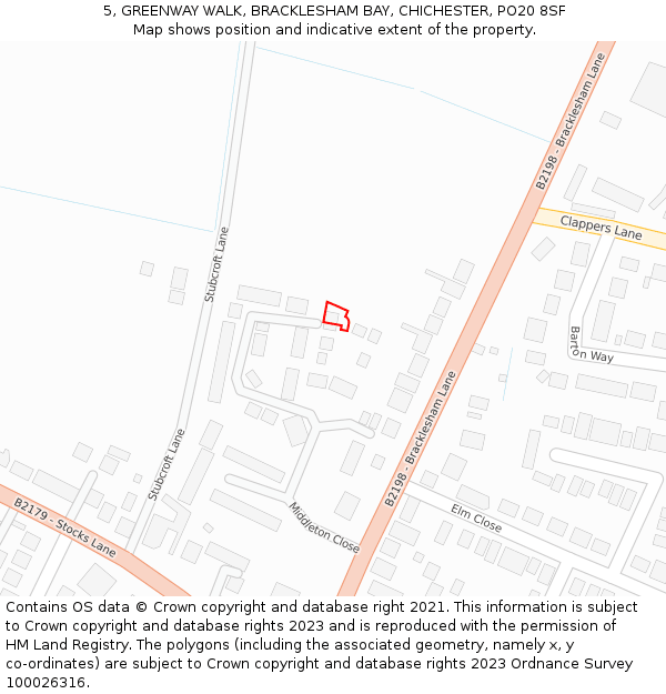 5, GREENWAY WALK, BRACKLESHAM BAY, CHICHESTER, PO20 8SF: Location map and indicative extent of plot