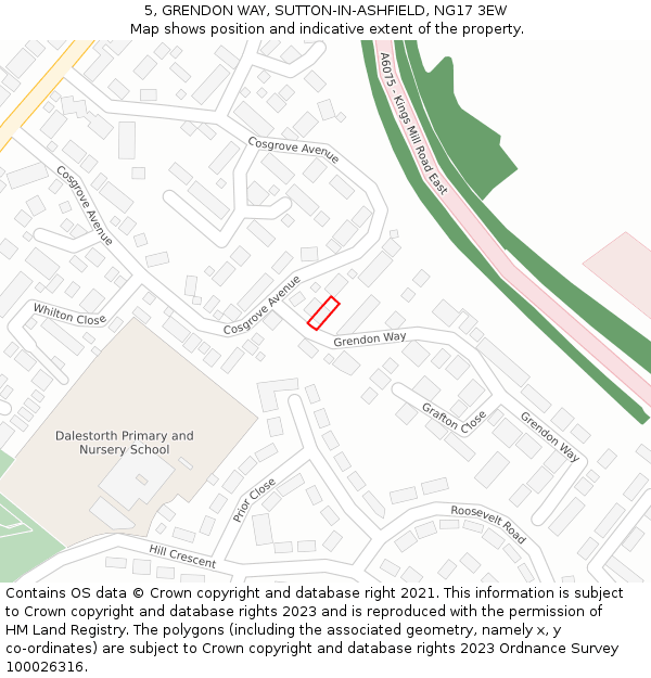 5, GRENDON WAY, SUTTON-IN-ASHFIELD, NG17 3EW: Location map and indicative extent of plot