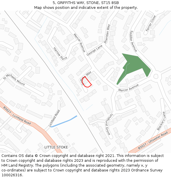 5, GRIFFITHS WAY, STONE, ST15 8SB: Location map and indicative extent of plot