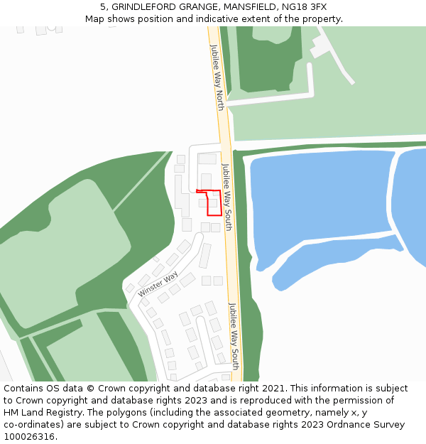 5, GRINDLEFORD GRANGE, MANSFIELD, NG18 3FX: Location map and indicative extent of plot