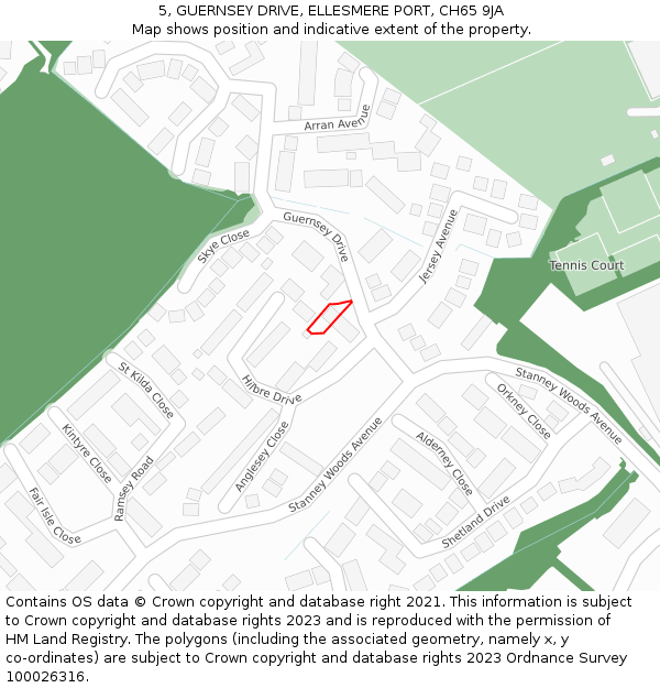 5, GUERNSEY DRIVE, ELLESMERE PORT, CH65 9JA: Location map and indicative extent of plot