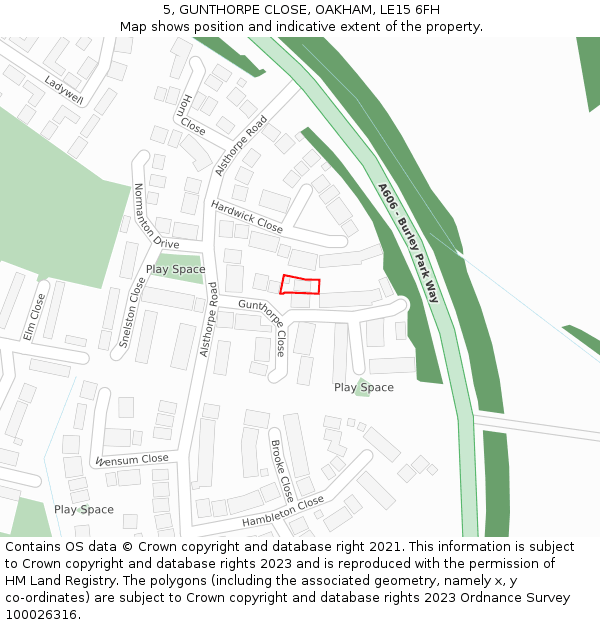 5, GUNTHORPE CLOSE, OAKHAM, LE15 6FH: Location map and indicative extent of plot