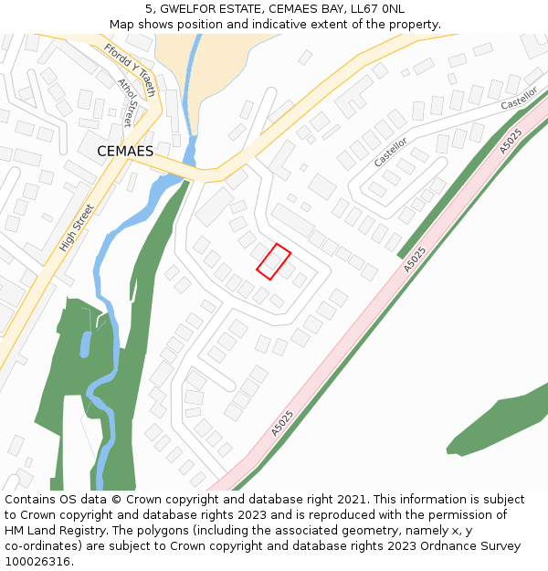 5, GWELFOR ESTATE, CEMAES BAY, LL67 0NL: Location map and indicative extent of plot