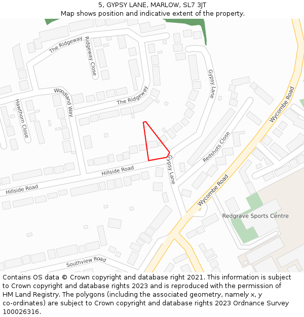 5, GYPSY LANE, MARLOW, SL7 3JT: Location map and indicative extent of plot