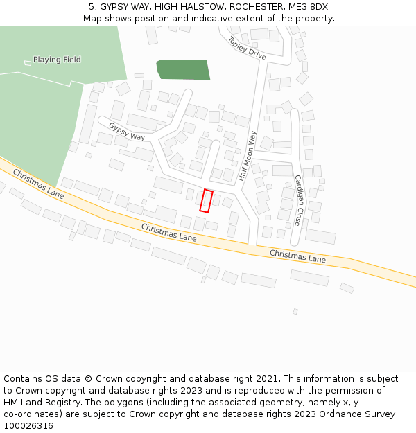 5, GYPSY WAY, HIGH HALSTOW, ROCHESTER, ME3 8DX: Location map and indicative extent of plot