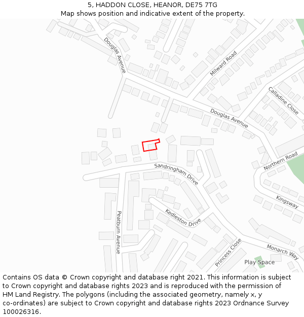 5, HADDON CLOSE, HEANOR, DE75 7TG: Location map and indicative extent of plot