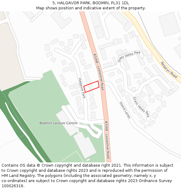 5, HALGAVOR PARK, BODMIN, PL31 1DL: Location map and indicative extent of plot