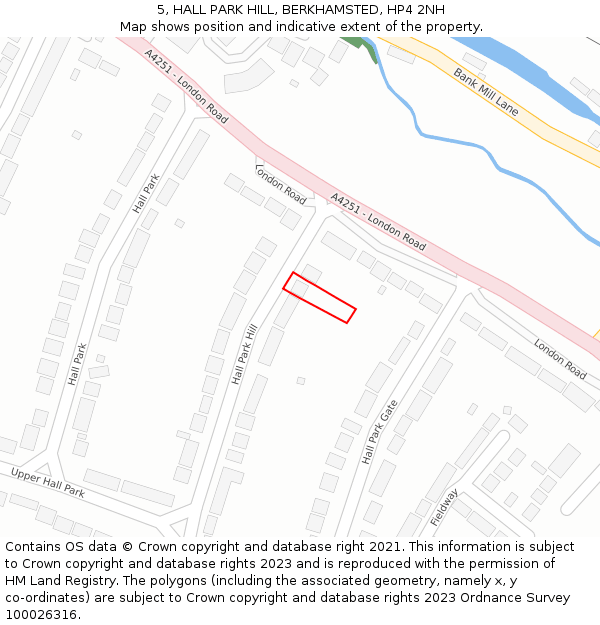 5, HALL PARK HILL, BERKHAMSTED, HP4 2NH: Location map and indicative extent of plot