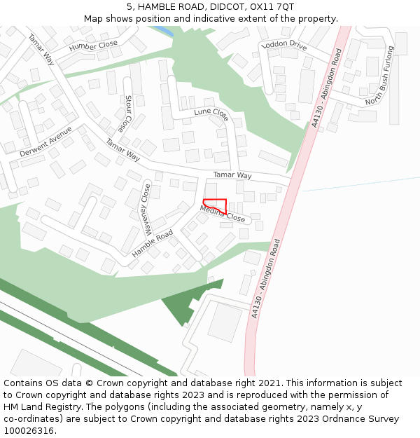 5, HAMBLE ROAD, DIDCOT, OX11 7QT: Location map and indicative extent of plot